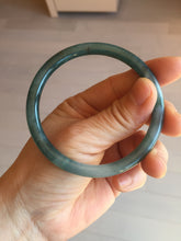 Load image into Gallery viewer, 57.6mm Certified Type A 100% Natural dark green blue gray black slim round cut Guatemala Jadeite bangle PJ5-4321
