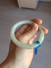 Load image into Gallery viewer, 53.3mm certified 100% natural Type A light green yellow with floating seaweed round cut jadeite jade bangle BM63-6612
