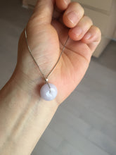 Load image into Gallery viewer, 14mm Type A 100% Natural light purple white Abacus-Bead Peace and Safety Guardian Donuts Buckle jadeite Pendant group PH116
