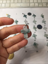 Load image into Gallery viewer, 100% Natural type A light green white with green floating flowers jadeite Jade cross shaped floral pendant necklace BS141
