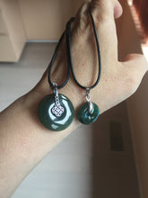 Load image into Gallery viewer, 24.2/116.7mmType A 100% Natural oily dark green/black/gray(老油青) Jadeite Jade Safety Guardian Button donuts couple pendant PC129
