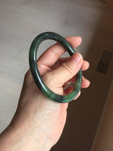 Load image into Gallery viewer, 60.5mm Certified 100% Natural Fresh Young Green/Dark Green/Black Green Ink Painting (绿水墨) Round Cut Nephrite (Wulanhai 乌兰海碧玉) Bangle HF132-7334
