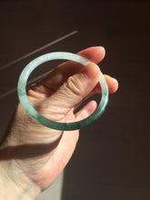 Load image into Gallery viewer, Sold !55.3mm Certified type A 100% Natural icy watery dark green white half mountain half water two-tone(半山半水) slim round cut Jadeite bangle BG218-8579
