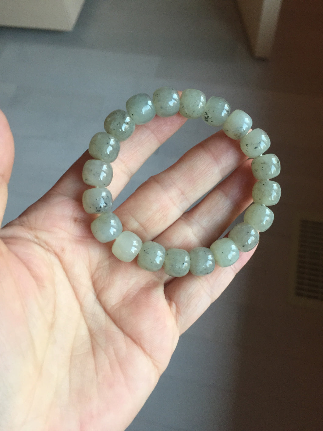9/10mm 100% Natural icy black sesame paste(冰芝麻糊青花) vintage style nephrite Jade bead bracelet group HN31