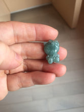 Load image into Gallery viewer, Type A 100% Natural dark green blue gray Guatemala jadeite jade cat kitty pendant PC143 Add one item
