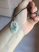 Load image into Gallery viewer, 100% Natural type A light green purple white openwork jadeite pendant BP183
