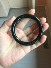 Load image into Gallery viewer, 54.2mm 100% Natural Dark Green/Black Meteorite Starry Night Sky Galaxy Nephrite Bangle HN177-0566
