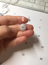 Load image into Gallery viewer, 14mm Type A 100% Natural light purple white Abacus-Bead Peace and Safety Guardian Donuts Buckle jadeite Pendant group PH116
