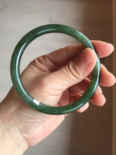 Load image into Gallery viewer, 60.3mm certified 100% Natural dark green/black round cut nephrite (碧玉)  bangle HN47-9151
