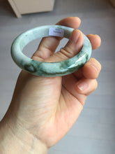 Load image into Gallery viewer, 53mm certified 100% natural Type A green white with green floating flowers jadeite bangle PD158-6291
