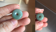 Load image into Gallery viewer, 18.5-21mm Type A 100% Natural oily dark green gray Jadeite Jade Safety Guardian Button donuts couple pendant PC131
