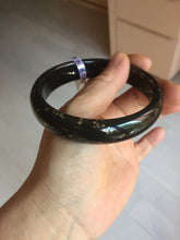Load image into Gallery viewer, 62.3mm 100% Natural dark green/black meteorite Stellar Night sky nephrite bangle HN28-7608
