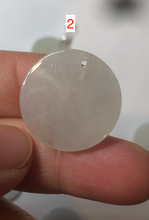 Load image into Gallery viewer, 100% Natural icy watery white/light green jadeite Jade round disc Pendant/worry stone BF99
