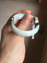 Load image into Gallery viewer, 46.7mm certified Type A 100% Natural sunny green/brown/white(白底青) kids Jadeite Jade bangle/scarf buckle PJ67-0098
