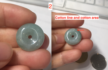 Load image into Gallery viewer, 16.2-18.8mm Type A 100% Natural icy watery light green white Jadeite Jade Safety Guardian Button donuts couple pendant PC132
