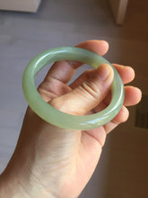 Load image into Gallery viewer, 54.5mm certified 100% Natural icy watery dark green gray nephrite bangle HN154-9685
