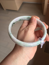 Load image into Gallery viewer, 78.5mm certified Type A 100% Natural light green sunny green purple white plus size flat style Jadeite Jade bangle J131-2213
