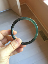 Load image into Gallery viewer, 58mm Type A 100% Natural half black half icy dark green/blue/gray Guatemala slim round cut Jadeite bangle PJ19-2615
