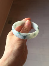 Load image into Gallery viewer, 53mm certified 100% natural Type A light green white with green floating flowers thin jadeite bangle PF56-5636
