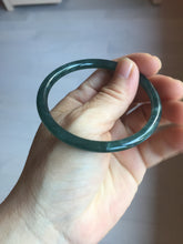 Load image into Gallery viewer, 56.2mm Certified Type A 100% Natural icy watery dark green/blue/gray Guatemala slim round cut Jadeite bangle PD62-3386
