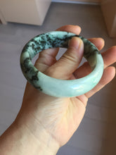 Load image into Gallery viewer, 59mm certified Type A 100% Natural dark green white broad Jadeite Jade bangle PE100-6230
