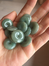 Load image into Gallery viewer, 14.5-23mm Type A 100% Natural dark green black gray(老油青) Jadeite Safety Guardian Button donuts pendant PF45
