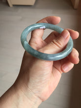 Load image into Gallery viewer, 55.5mm Certified Type A 100% Natural dark green/purple/gray round cut Jadeite bangle AA127-6935
