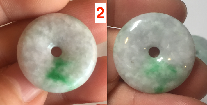19.3-22.4mm Type A 100% Natural sunny green/purple/gray Jadeite Jade Safety Guardian Button donuts Pendant group BL147