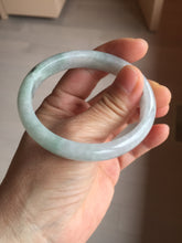 Load image into Gallery viewer, 52mm certified natural 100% natural Type A green white with green flying flowers oval jadeite jade bangle PB109-2439
