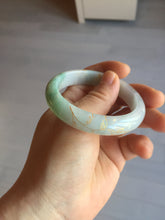 Load image into Gallery viewer, 52mm 100% natural Type A sunny green pink carved and golden-painted jadeite jade bangle PH201
