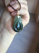 Load image into Gallery viewer, 100% Natural type A dark green/gray/black(油青) Jadeite Jade seashell (福贝)  pendant group BP187
