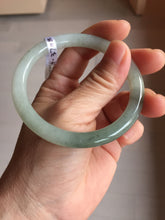 Load image into Gallery viewer, 54mm certified Type A 100% Natural white oily light green gray( 淡油青) slim round cut Jadeite Jade bangle PB254-3708
