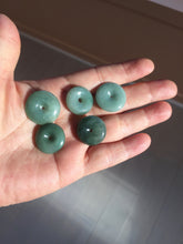 Load image into Gallery viewer, 18.5-21mm Type A 100% Natural oily dark green gray Jadeite Jade Safety Guardian Button donuts couple pendant PC131
