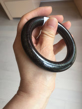 Load image into Gallery viewer, 54.3mm certified 10% Natural black(MO YU 墨玉) meteorite Stellar Night sky chubby round cut nephrite bangle HN1-8246
