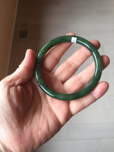 Load image into Gallery viewer, 60mm certified 100% Natural dark green/black round cut nephrite (碧玉) bangle HN104-9152
