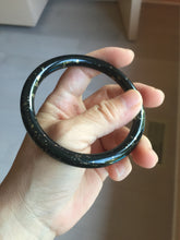 Load image into Gallery viewer, 61mm 100% Natural Dark Green Black Meteorite A Sky Full of Stars (繁星满天) Round Cut Nephrite Bangle HN224-0568
