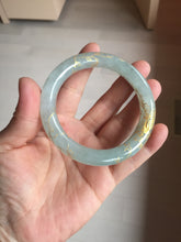 Load image into Gallery viewer, 56.5mm 100% Natural type A light green white carved and golden-painted chubby round cut Jadeite Jade bangle PA170-2942
