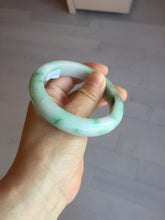 Load image into Gallery viewer, 55.8mm certified type A 100% Natural sunny green white flying flowers jadeite jade bangle AX129-5234
