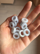 Load image into Gallery viewer, 16.4-17mm Type A 100% Natural light purple white gray Jadeite Safety Guardian Button donuts pendant PF27
