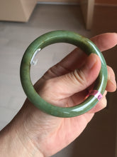 Load image into Gallery viewer, 56mm Certified Type A 100% Natural Pine Green subtle mottling russet accent Jadeite bangle KS40-1642
