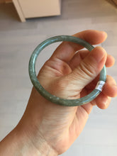 Load image into Gallery viewer, 58.9mm Type A 100% Natural Light Green/Gray/Black/Purple/Brown “Reed Flowers &amp; Snow” Guatemala Slim Round Cut Jadeite Bangle PJ123-1414
