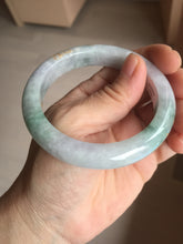 Load image into Gallery viewer, 55.4mm 100% Natural type A green purple white carved flowers and golden-painted Jadeite Jade bangle PB228-0264
