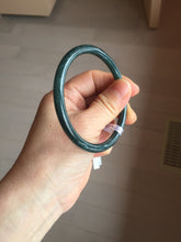 Load image into Gallery viewer, 59mm Certified Type A 100% Natural dark green/blue/gray with Guatemala slim round cut Jadeite bangle PH25-2342
