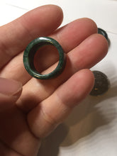 Load image into Gallery viewer, 100% natural type A dark green/sunny green/black jadeite jade band ring PB222
