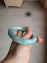 Load image into Gallery viewer, 52.8mm 100% natural blue/white Quartzite (Shetaicui jade) Blue sky and white clouds chubby round cut bangle SY27
