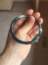 Load image into Gallery viewer, 59mm Certified Type A 100% Natural dark green/blue/gray with Guatemala slim round cut Jadeite bangle PH22-2330
