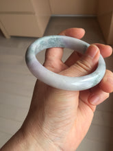 Load image into Gallery viewer, 58.5mm certified 100% natural Type A light green/purple white Snowy Pine Forest jadeite jade bangle J125-3067
