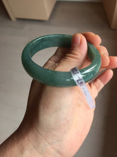 Load image into Gallery viewer, 53.8mm Certified Type A 100% Natural Light Green/Blue/Gray With Flying Snow Guatemala Jadeite Bangle PH267-1242
