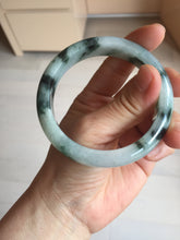 Load image into Gallery viewer, 56.4mm certified 100% natural Type A light green white with green floating flowers jadeite jade bangle BS123-7295
