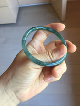 Load image into Gallery viewer, 56mm Certified Type A 100% Natural dark green/blue/gray Guatemala slim round cut Jadeite bangle PJ24-9694
